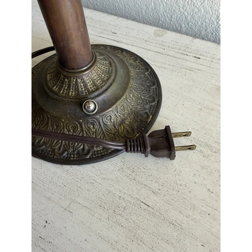 Vintage Brass‎ Leviton Candlestick Lamp With Amber Shade